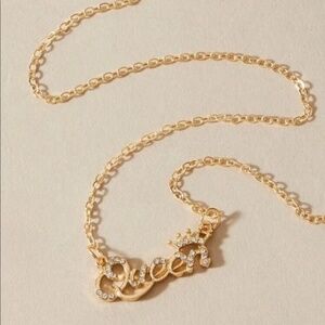 Gold 3/$30 Queen Rhinestone Necklace